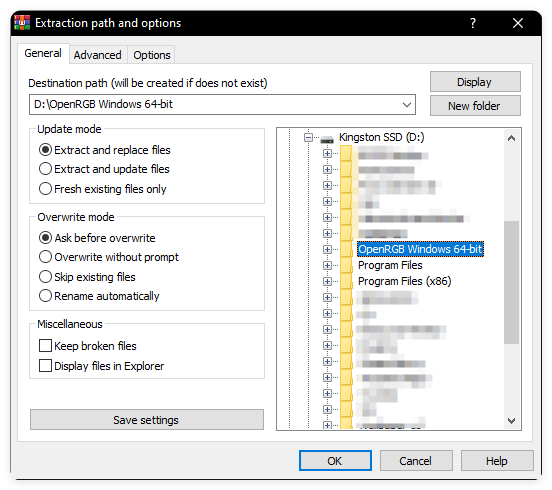 Extract OpenRGB