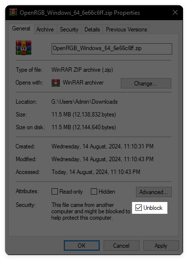 Unblock OpenRGB
