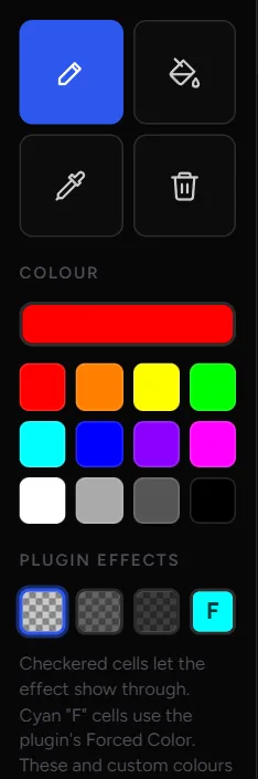 Tools, colours and plugin effects