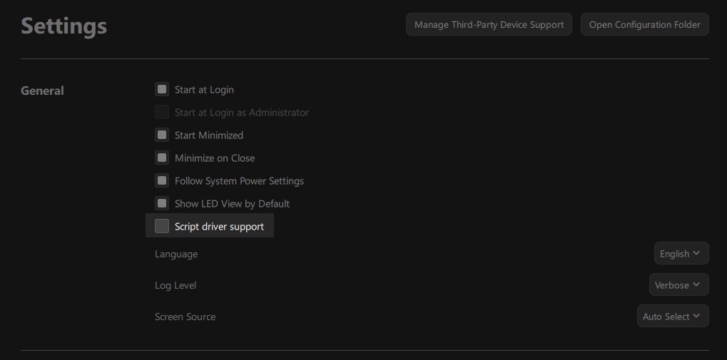 Script Driver Support