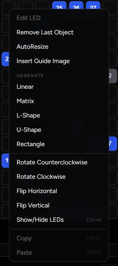 Right-click menu